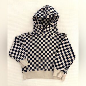 Crewcuts navy Blue and Cream Checkered Hoodie